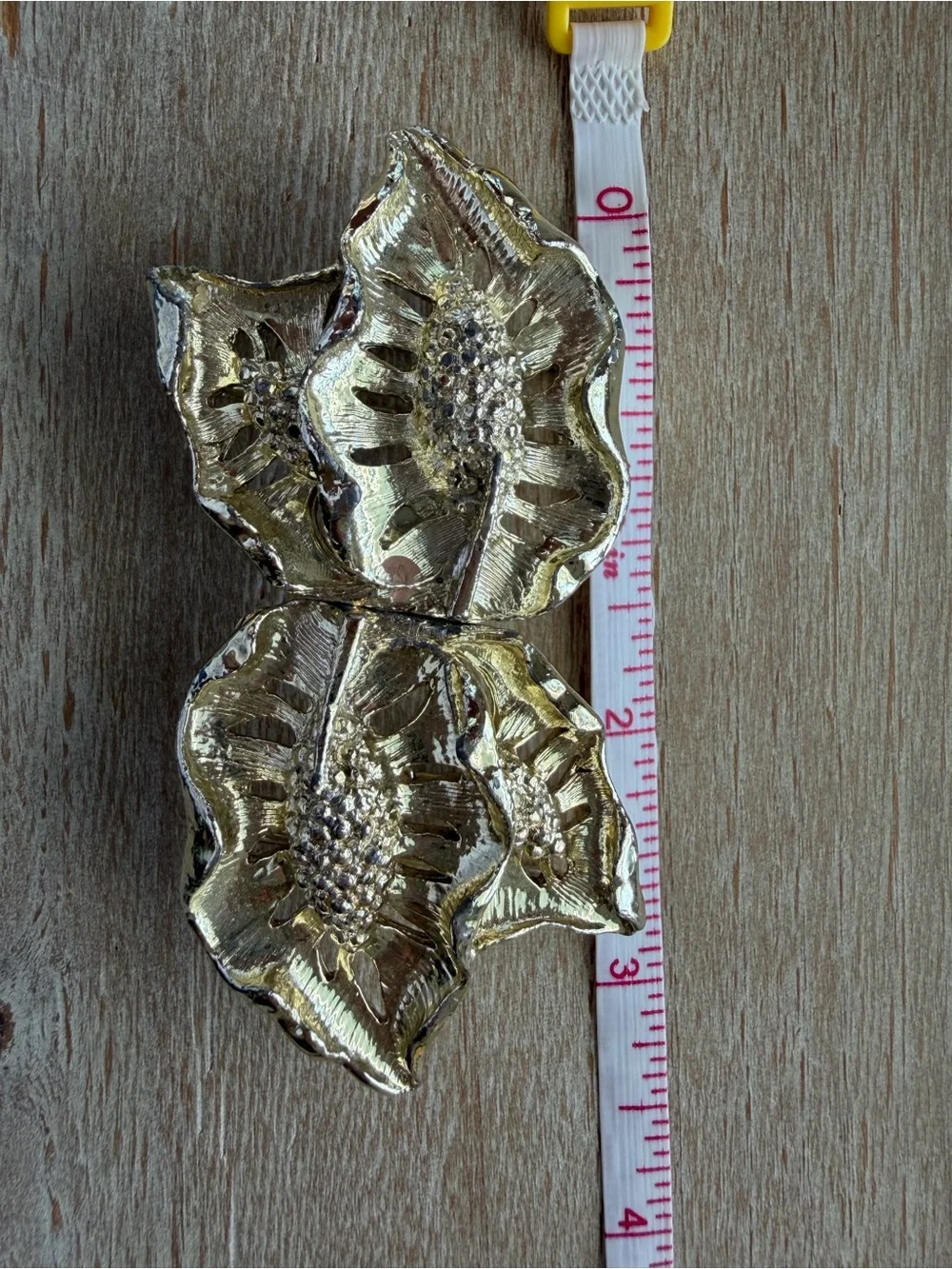 Vintage Gold Tone Floral Statement Belt Buckle Clasp